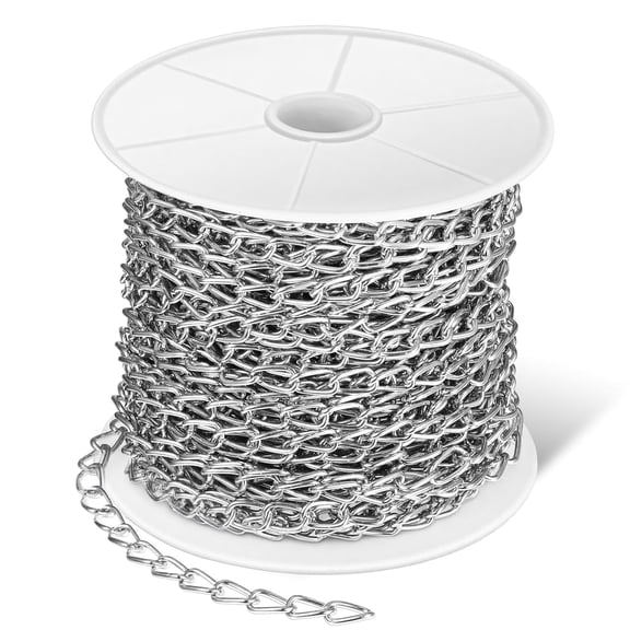 100 Ft Galvanied Iron Hanging Chain, Jack Chain with Spool