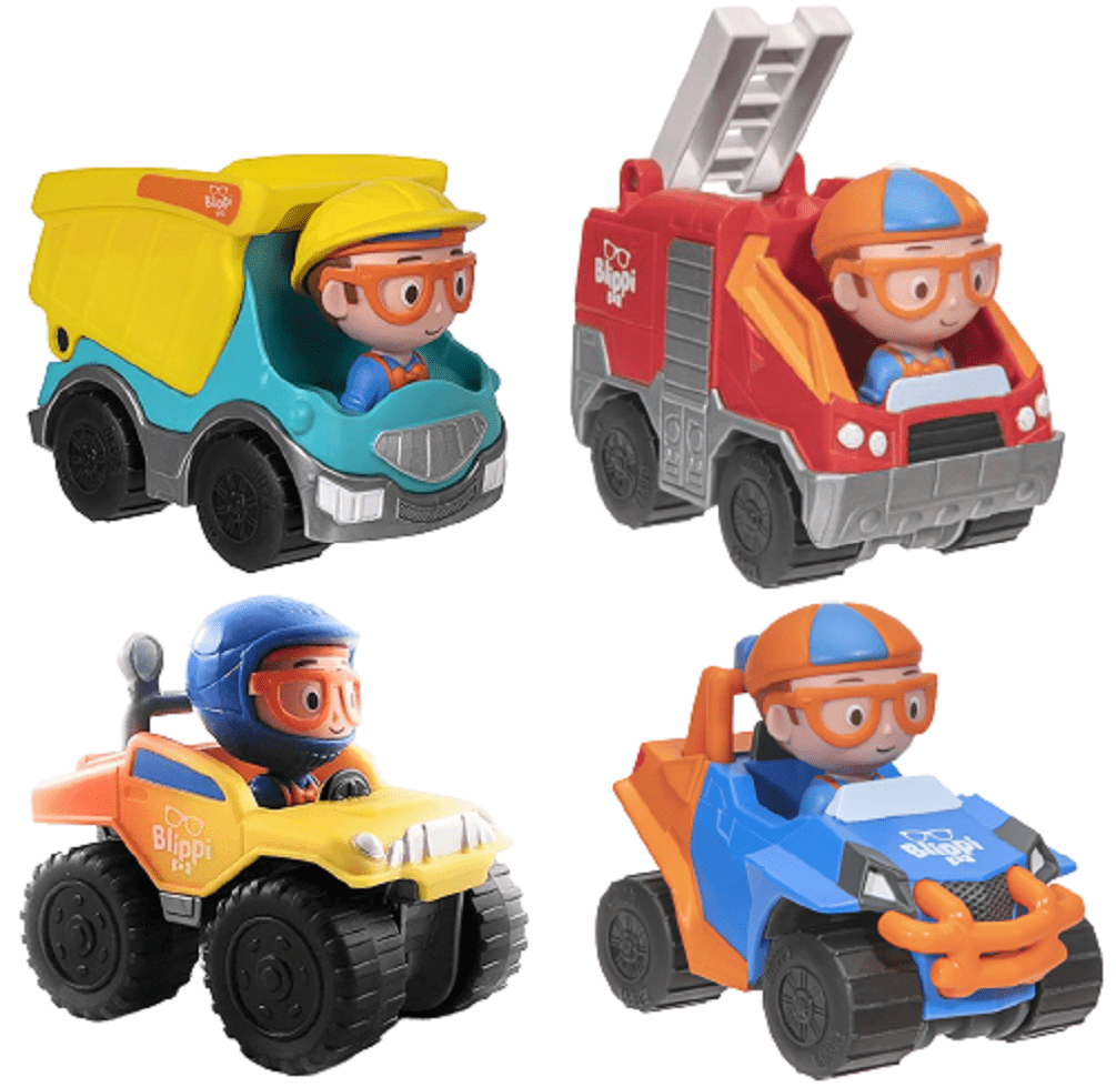 Blippi Mini Vehicle 4 Pack: Monster Truck, Dump Truck, Fire Truck and