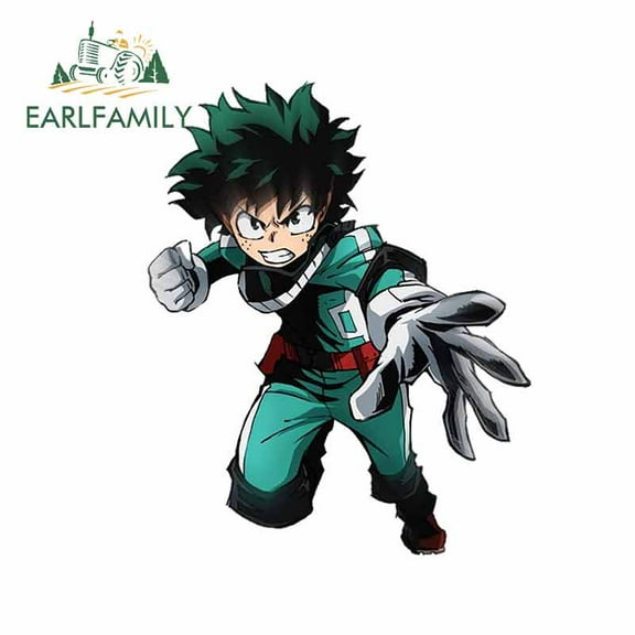 EARLFAMILY 5.1 Inch for Midoriya Izuku Creative Car Sticker Occlusion Scratch Decal Suitable for All Types of Vehicles