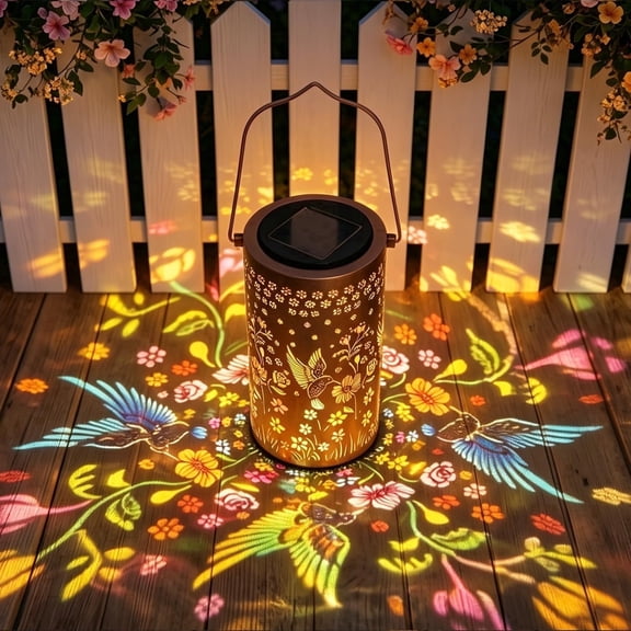MIKISS Solar Outdoor Hanging Lanterns, Hummingbird-Themed LED Waterproof