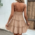 thumbnail image 4 of FAIWAD Robe d'Été à Pois pour Femmes, Bordure à Volants, Robe Courte Plissée à Étages, Mini-Robe à Lacets avec Nœud, Robe Fluide à Bretelles, 4 of 4