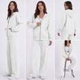 thumbnail image 4 of Women's 2 Piece Outfits Long Sleeve Zip Up Hoodie Wide Leg Pants Matching Sweatsuits Sets White M, 4 of 7