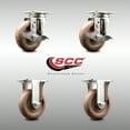 thumbnail image 2 of 4 Inch 316SS High Temp Glass Filled Nylon Top Plate Caster Set 2 Brake 2 Rigid, 2 of 2