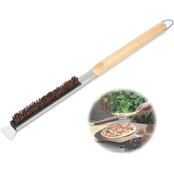 Portable Kitchen BBQ Cleaner Kit Wooden Handled Pizza Oven Brush & Scraper
