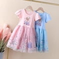 thumbnail image 4 of Vestido de niña de dibujos animados de verano 2024, moda de Frozen para niños, princesa Elsa, niña pequeña, manga corta, lindos vestidos de fiesta de malla, 4 of 5
