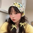 thumbnail image 7 of Cute Sweet Knitted Handmade Crochet Little Flower French Pastoral Style Headband Towel Triangle Headband Headscarf Hat G, 7 of 7