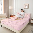 thumbnail image 4 of Manfei Pink Marble 3pcs Twin Sheet Sets,Watercolor Art Twin Fitted Sheet,Stone Patter Breathable Flat Sheet,Ultra Soft Teenager Bedroom Decor, 4 of 7