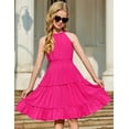 thumbnail image 3 of Arshiner Girls Dress Kids Halter Sleeveless Elegant Flowy Summer Casual A-Line Dress, 3 of 6
