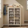 thumbnail image 3 of Innovaze Modern Multi-Purpose Storage Cabinet with Doors, Metal Accent Cabinet, Entryway Shoe Cabinet, Hallway Organizer, Bookcase & Display Cabinet, White, 3 of 6