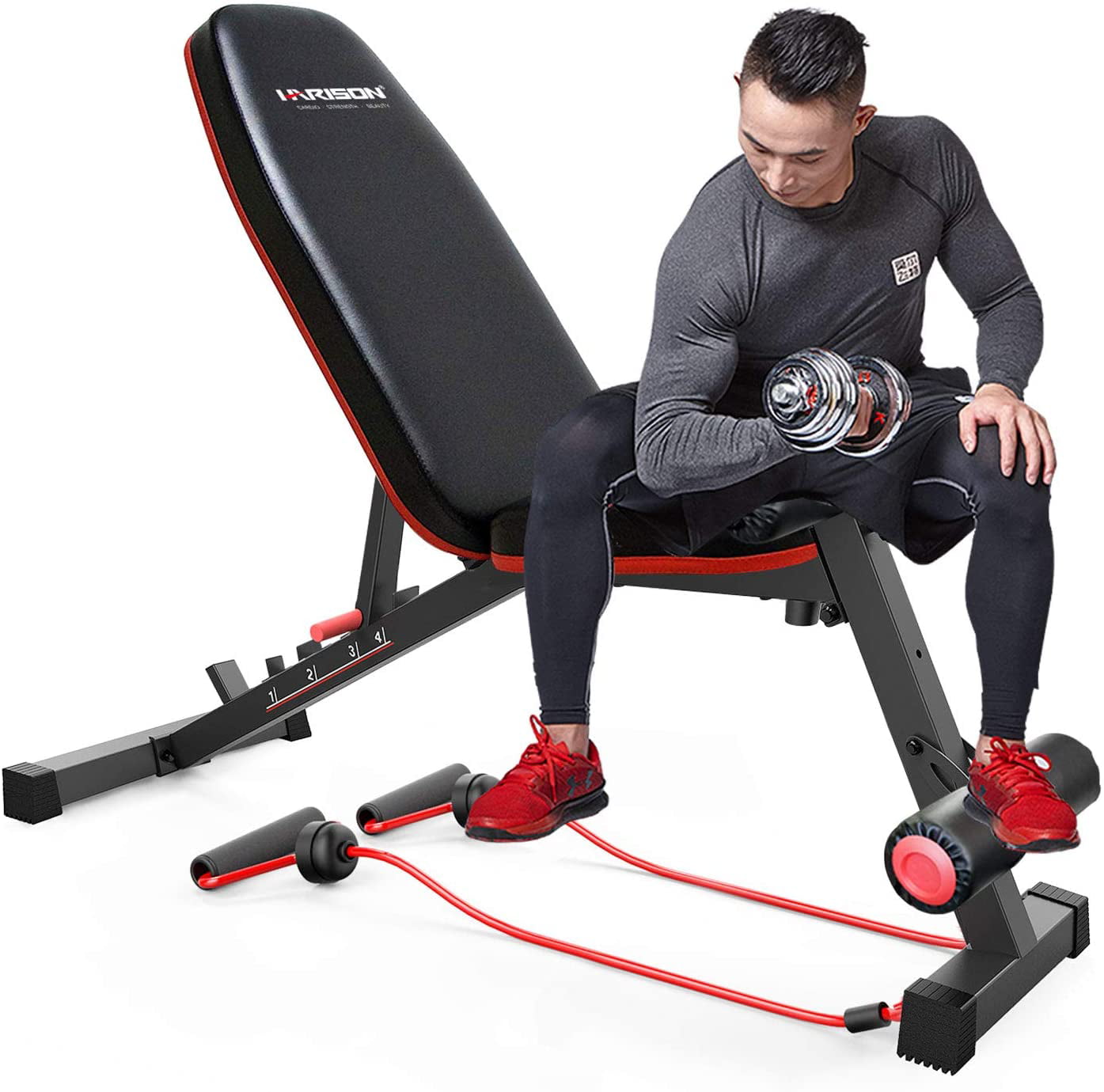Exersci Adjustable & Foldable Weight Bench Flat Incline & Decline 