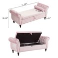 thumbnail image 3 of S-HOME Velvet Ottoman Bench With 1 Pillow, Perfect For Stylish Storage in Living Spaces，Baby Pink, 3 of 12