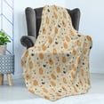 thumbnail image 4 of Forest Friends Soft Flannel Fleece Throw Blanket, Simple Pattern with Foxes Birds and Hearts, Cozy Plush for Indoor and Outdoor Use, 70" x 90", Beige Pale Orange, by Ambesonne, 4 of 5