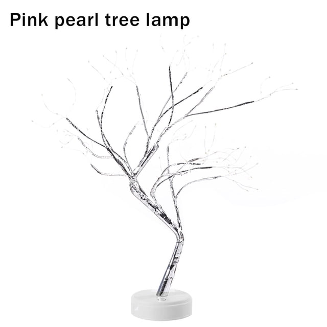 Maoww LED Tree Light Home Hotel Decorative Adjustable Artificial Tree Lamp Bedroom Decor, Pink Light, 36LED, Type 2