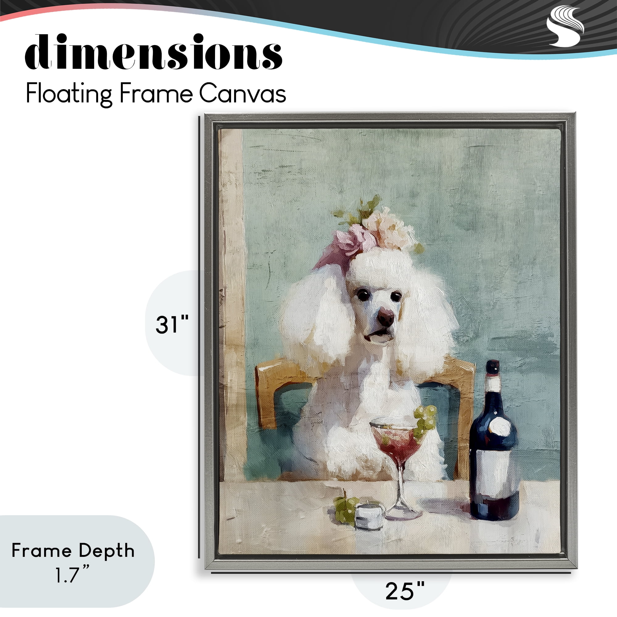 Stupell Industries Poodle At Lunch Gray Framed Floater Canvas Wall Art, design by Annabelle Hall