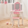 thumbnail image 3 of Fantasy Fields Gisele Polka Dot Wooden Kids Vanity Table & Stool Playset with Tri-Fold Mirror, Storage Drawer, White & Pink, 3 of 11