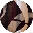 thumbnail image 2 of Allstar Burgundy Carved Circles Modern Abstract Geometric Round Area Rug (5' 5" x 5' 5"), 2 of 3
