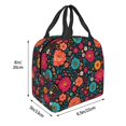 thumbnail image 5 of Black Colorful Floral Lunch Bag Thick Aluminum Foil Cooler Tote for Women Work Picnic Gift, 5 of 7