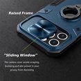 thumbnail image 3 of IBAOLE Compatible avec iPhone 12, Étui 12 Pro avec Protection de Caméra et Support, Protecteur d'Objectif Coulissant + Support Rotatif à 360°, Style Armure Verte, Résistant aux Chocs, Pare-Chocs Protecteur Bleu, 3 of 7