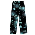 thumbnail image 5 of Tiweut Womens Valentines Pajamas Love Print Long Sleeve Button Up Tops And Pajama Pants Satin Casual Sleepwear Loungewear,B-Green,M, 5 of 7