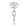 thumbnail image 3 of Angara Natural 1.5 Ct. Aquamarine with Diamond Halo Ring in 14K White Gold for Women (Ring Size: 3), 3 of 10