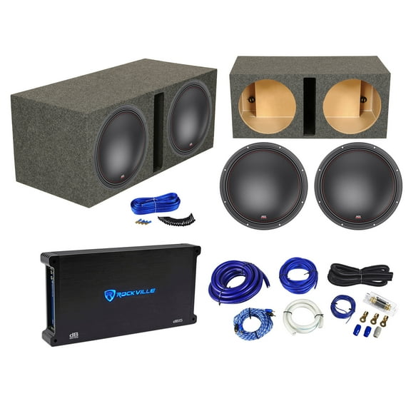 2) MTX 7515-22 15" 1500w RMS Subwoofers Vented Sub Box Enclosure Amplifier Wires