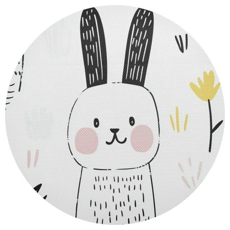 

Simple Bunny Sketch 6-Piece 15.4in Durable PVC Plate Mats Heat-Resistant for Parties and Dining