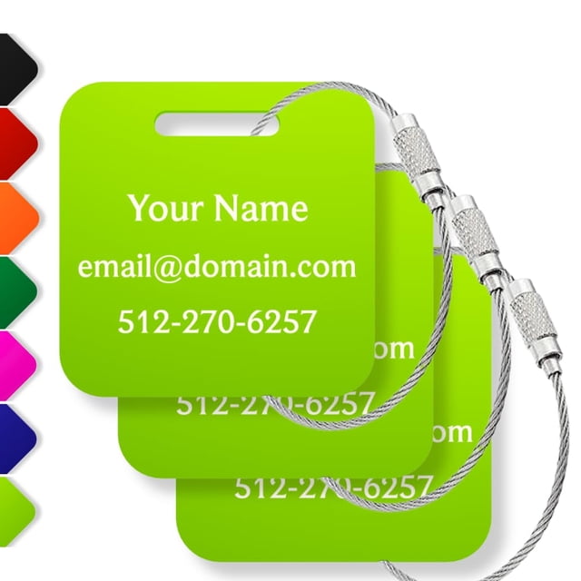 Etiquetas de equipaje Legit 3D personalizadas (paquete de 3 o 6), impermeables, color lima