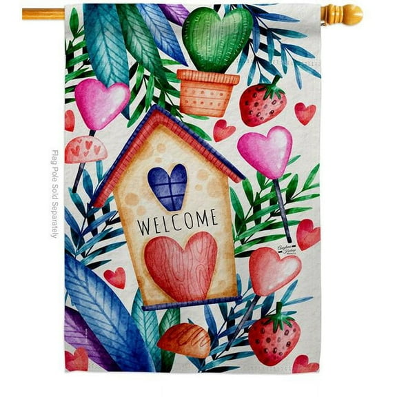 Angeleno Heritage H137474-BO 28 x 40 in. Welcome Sweet Nest Life Home Double-Sided Decorative Vertical House Flags - Decoration Banner Garden Yard Gift