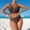 Brown, variant on Women's High Waisted Full Coverage Bikini Set Deep V Neck Ruffle Modest Sporty Two Piece Swimsuit Summer Beach Swim Bathing Suits
