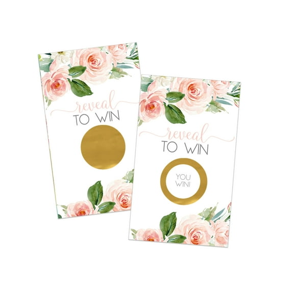 Graceful Floral Scratch Off Game Cards - 30 Pack for Bridal Showers & Party Essentials by Paper Clever Party