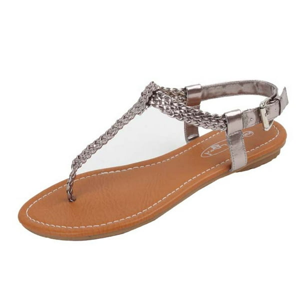 pewter flat sandals
