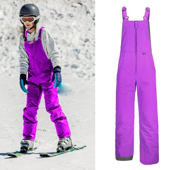 Enfants Imperméable à l'Eau Ski Salopette de Snowboard Salopette Long Bavoir Pantalons de Ski Isolés à Sec pour les Adolescents Garçons Filles