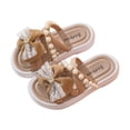 thumbnail image 2 of JDQJBZ Sandales Fille Nœud Perle Rétro Talon Bloc Sandales de Plage pour Tout-Petits Filles Été, 2 of 3