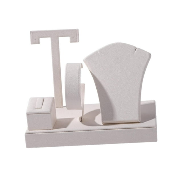 Expositor de joyas, soporte para pulseras, organizador de pendientes con barra en T, expositor de collares Blanco