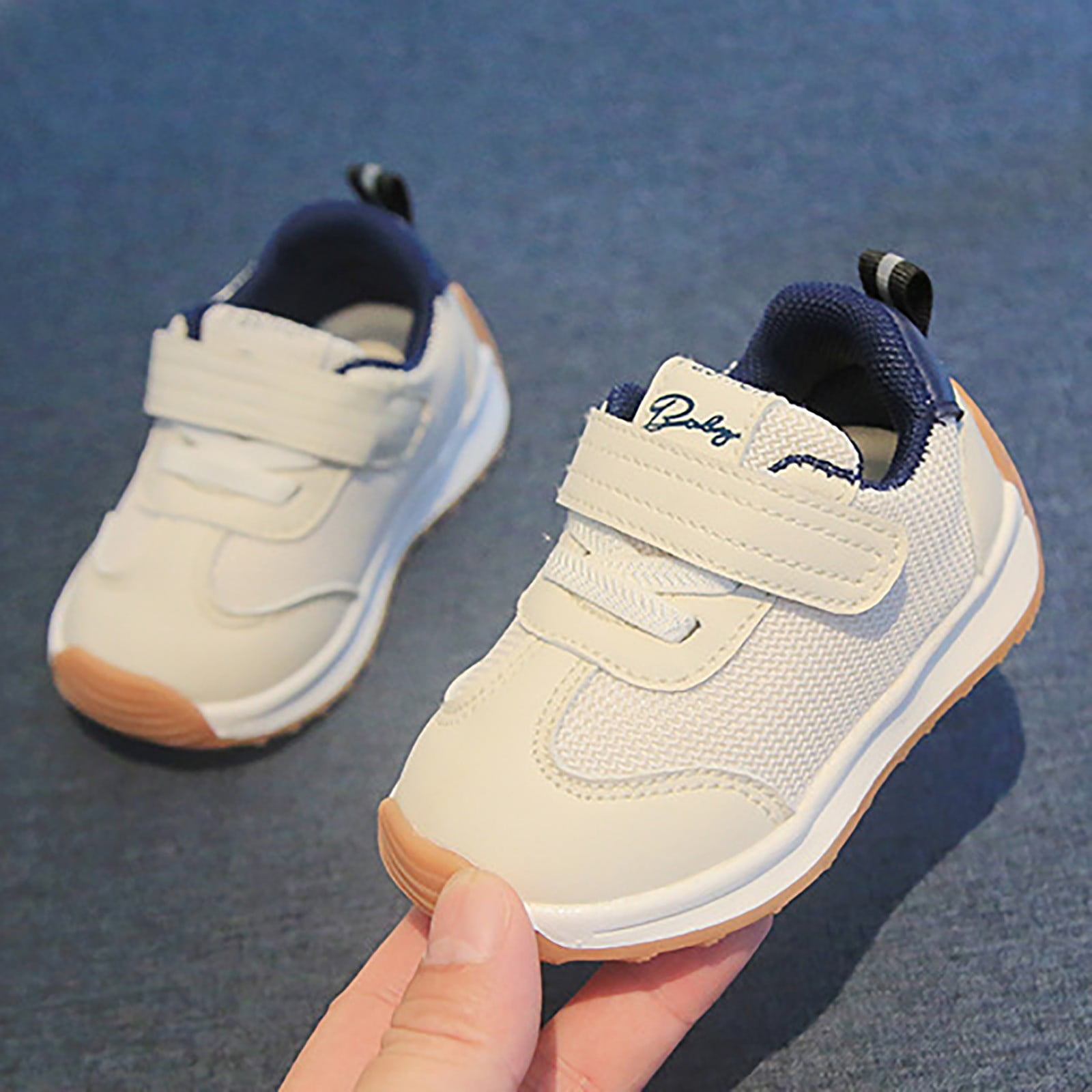Baby Shoes Walking Trend Solid Color Versatile Sports Shoes Dual Mesh Breathable Non Sneakers Functional Sports Shoes Girls' Sneakers,Size 2 Years-2.5 Years