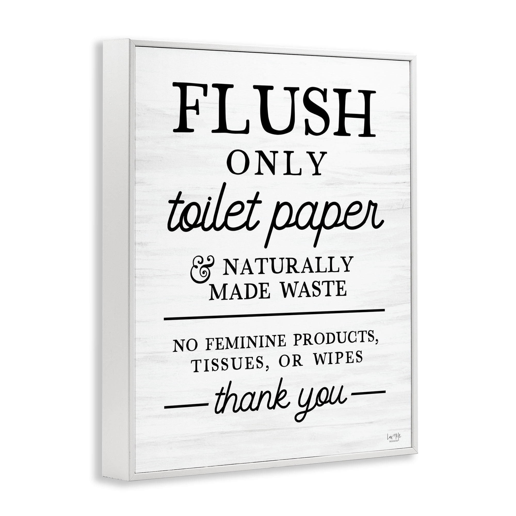 Stupell Industries Flush Only Toilet Paper Rules White Framed Giclee Art, design by Lux + Me Designs