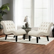 Andeworld Upholstered Accent Chair for Bedroom Living Room Chairs Lounge Chair with Wood Legs Cream Fabric