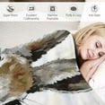 thumbnail image 3 of COMIO Rabbit Newspaper Collage Grey Gold Blanket Gifts Flannel Blanket (Universal 1) White, 3 of 6
