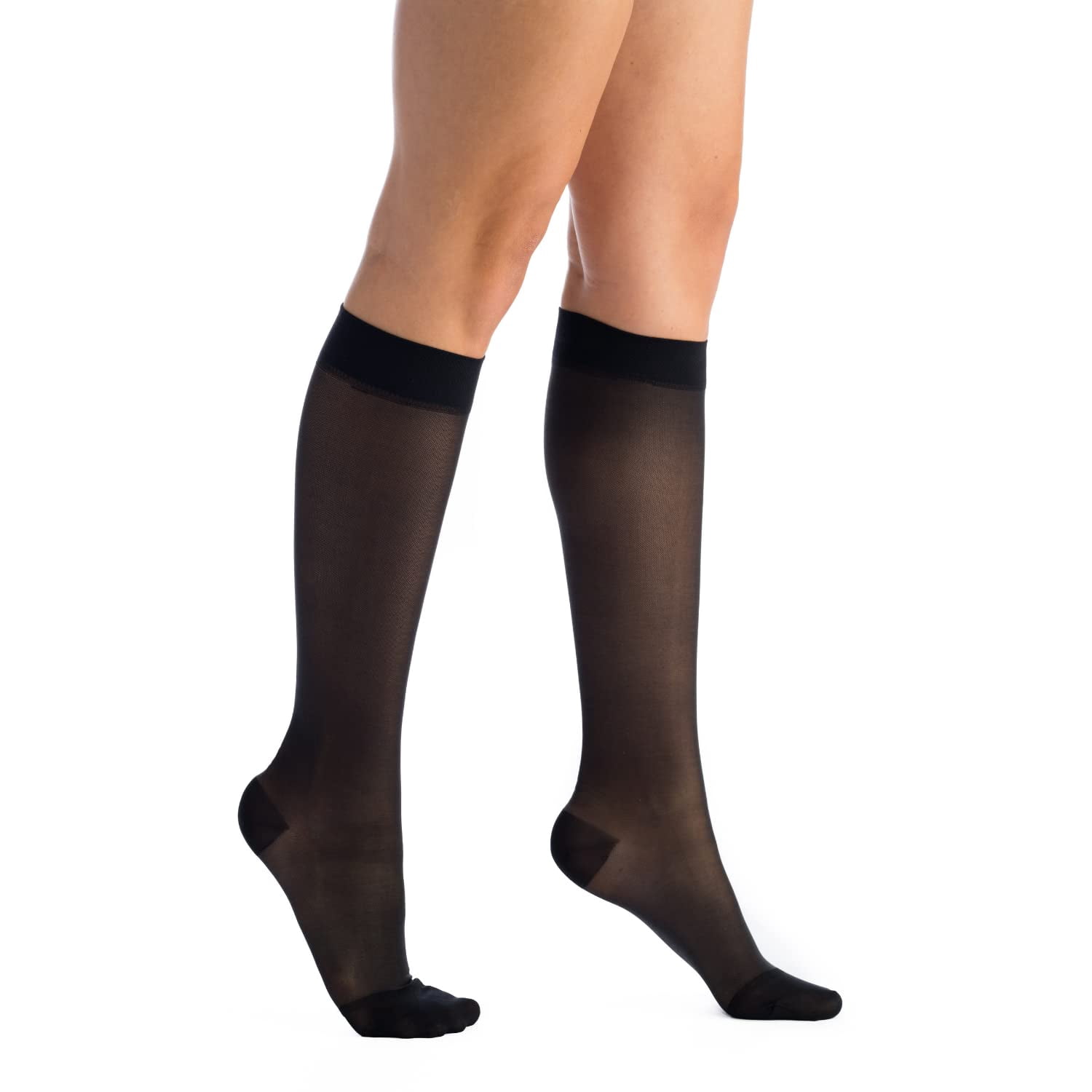 EvoNation Women's Knee High Compression Socks 15-20 mmHg – Sheer Graduated Support Stockings