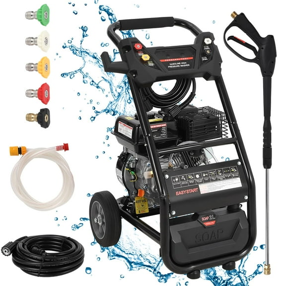 Garvee Pressure Washers for Patio and Car,3600 PSI Electric Pressure Washer,2.6 GPM Gas Power Washer,210CC Gas High Pressure Washer Machine,Commercial High Pressure Washer with 26ft Hose&5 Nozzles