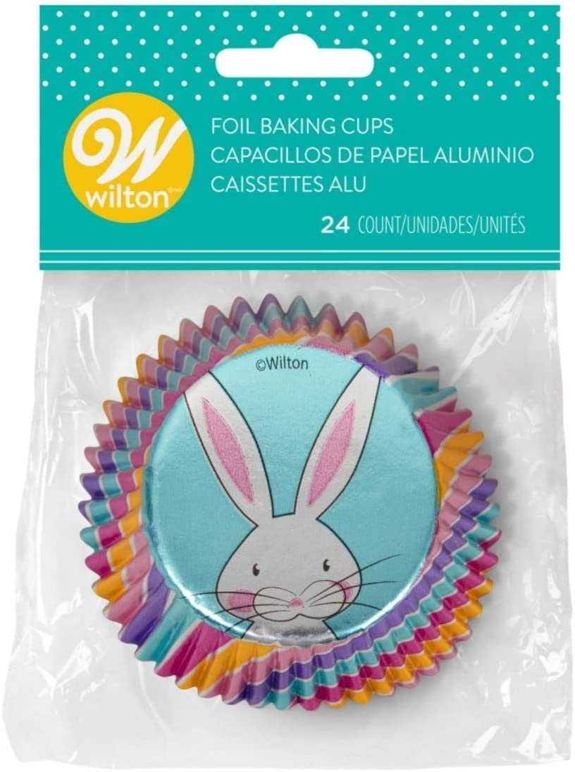 WILTON Easter Bunny Foil Baking Cups / Cupcake Liners Pack of 24