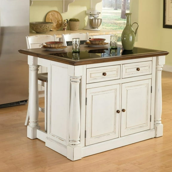 Homestyles Monarch Wood Kitchen Island in Antique White