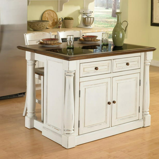 Home Styles Monarch Antiqued White, Home Styles Kitchen Island Granite Top