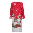 thumbnail image 4 of Yuyamidu Christmas Long Sleeve Robes for Women Snowman Mid-Length Night Robe Size S Red Ladies Bathrobe Long Sleepwear Lightweight Zipper Front Housecoat, 4 of 7