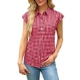 thumbnail image 3 of WHEANG Womens Button Down Shirts Cotton Sleeveless Blouses 2026 Summer V Neck Basic Casual Loose Fit Tank Blouse Tops for Women Fashion Sleeveless Tops for Women Red L, 3 of 6