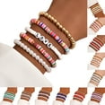 thumbnail image 2 of Funie 5Pcs Unisex Bracelets Colorful Bohemian Polymer Clay Love Letters Faux Pearls Bracelets for Party, 2 of 8