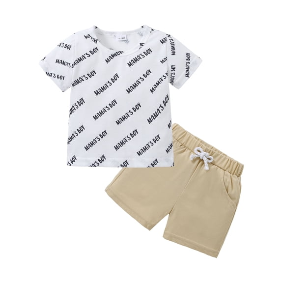 CARETOO Toddler Kids Boy Clothes Set Summer Beach Outfit Cotton Fabric Casual T-Shirt Shorts 2Pcs