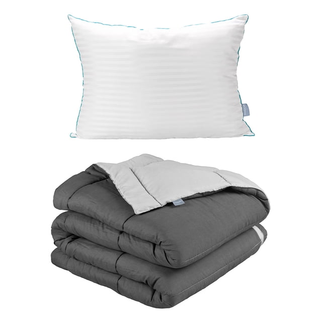 Edredón Dos vistas Individual Rogga Gris Oxford - Gris Perla + Almohada Royal
