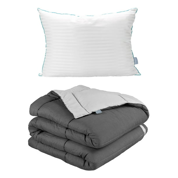 Edredón Dos vistas Individual Rogga Gris Oxford - Gris Perla + Almohada Royal