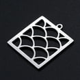 thumbnail image 2 of Non-201 Stainless Steel Pendants Filigree Joiners Findings Laser Cut Square with Spindrift Stainless Steel Color 22x20x1mm Hole: 1.4mm, 2 of 3